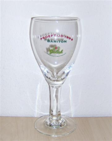 beer glass from the Grolsch brewery in Netherlands with the inscription 'Proeftijd 1998 Bariton Grolsch '
