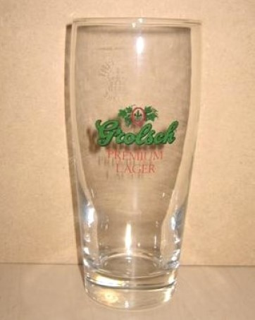 beer glass from the Grolsch brewery in Netherlands with the inscription 'Grolsch Premium Lager'