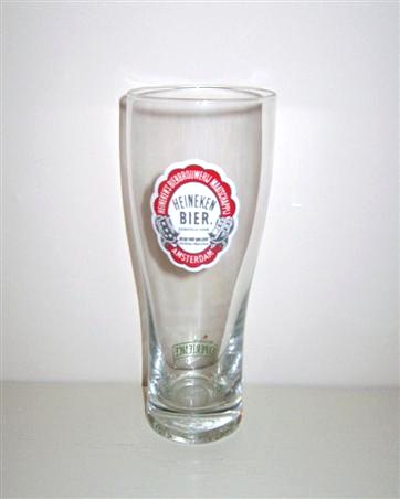 beer glass from the Heineken brewery in Netherlands with the inscription 'Heineken's Bierbrouwerli. Amsterdam Neineken Bier'
