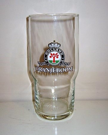 beer glass from the Oranjeboom brewery in Netherlands with the inscription 'Oranjeboom, Holland EST 1671'