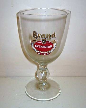 beer glass from the Brand brewery in Netherlands with the inscription 'Brand Sylvester Bier Sinds 1340'