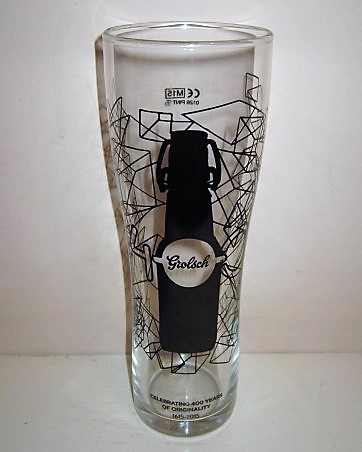 beer glass from the Grolsch brewery in Netherlands with the inscription 'Grolsch, Celebrating 400 Years Of Originality 1615 - 2015'