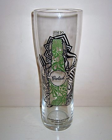 beer glass from the Grolsch brewery in Netherlands with the inscription 'Grolsch, Celebrating 400 Years Of Originality 1615 - 2015'
