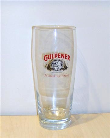 beer glass from the Gulpener brewery in Netherlands with the inscription 'Gulpener Limburgs Bier De Smaak Van Limburg'