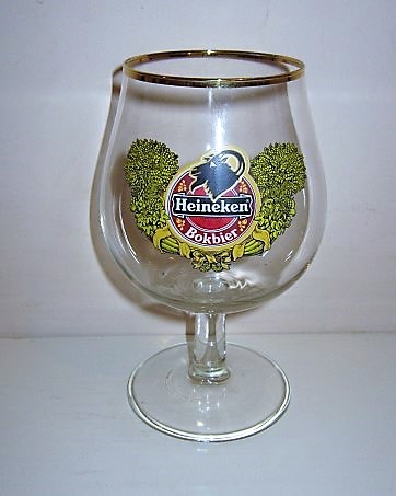 beer glass from the Heineken brewery in Netherlands with the inscription 'Heineken Bokbier'