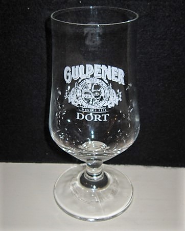 beer glass from the Gulpener brewery in Netherlands with the inscription 'Gulpener Limburgs Bier Dort'