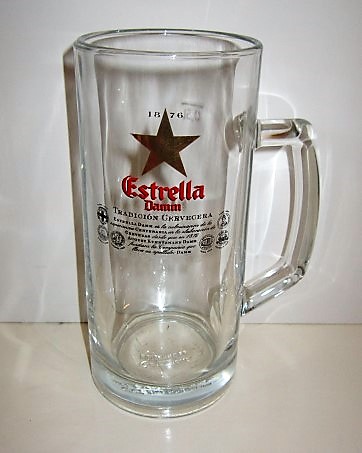 estrella beer glass with handle