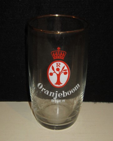 beer glass from the Oranjeboom brewery in Netherlands with the inscription 'Oranjeboom Bier'