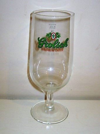 beer glass from the Grolsch brewery in Netherlands with the inscription 'Grolsch Premium Lager Since 1615'