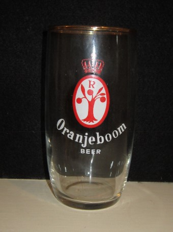 beer glass from the Oranjeboom brewery in Netherlands with the inscription 'Oranjeboom Beer'