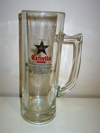 estrella beer glass with handle