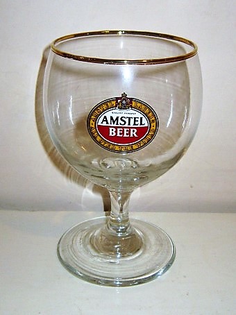 beer glass from the Amstel brewery in Netherlands with the inscription 'Amstel Beer, Amstel Lager All Over The World'