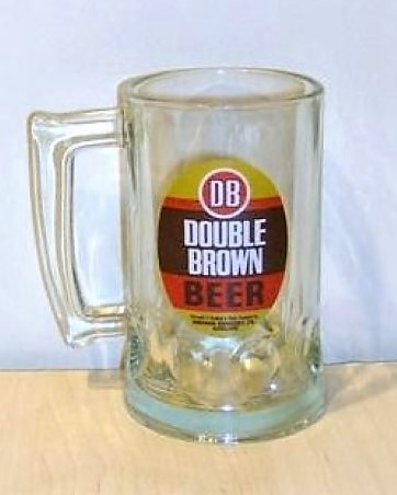 beer glass from the DB  brewery in New Zealand with the inscription 'DB Double Brown Beer'