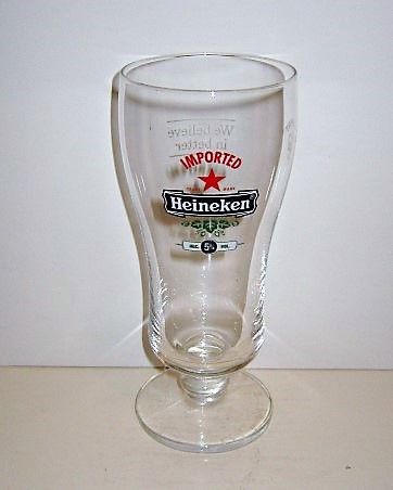 beer glass from the Heineken brewery in Netherlands with the inscription 'Imported Heineken'