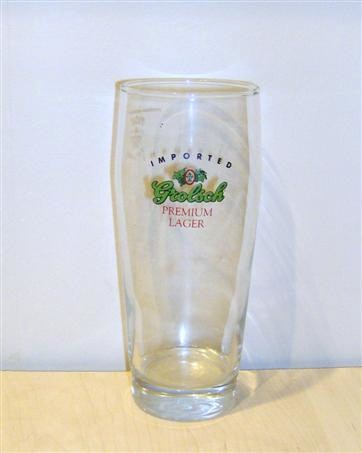 beer glass from the Grolsch brewery in Netherlands with the inscription 'Imported Grolsch Premium Larger'