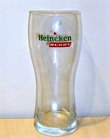 beer glass from the Heineken brewery in Netherlands with the inscription 'Heineken Rugby'