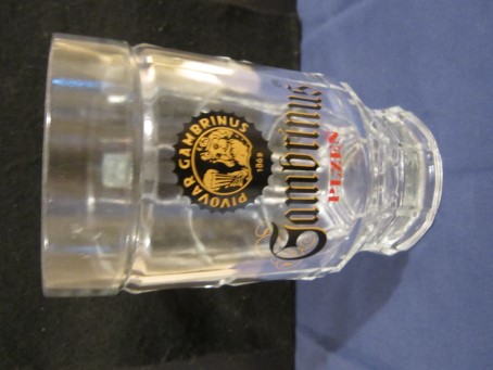beer glass from the Gambrinus brewery in Belgium with the inscription 'Gambrinus Plzen Pivovar Gambrinus 1869'