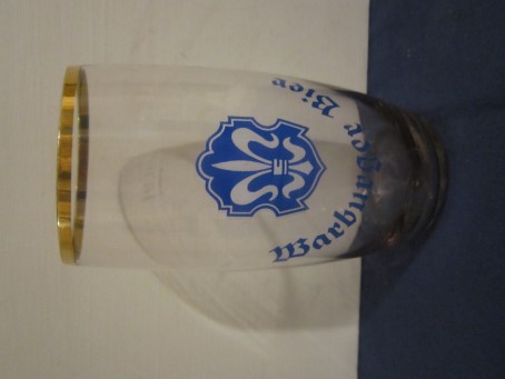 beer glass from the Warburger  brewery in Germany with the inscription 'Warburger Bier'