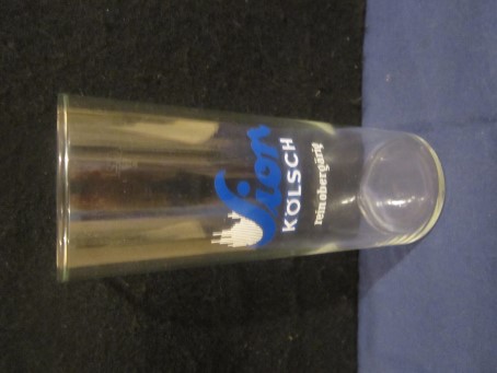 beer glass from the Sion brewery in Germany with the inscription 'Sion Kolsch Rein Obergarig'