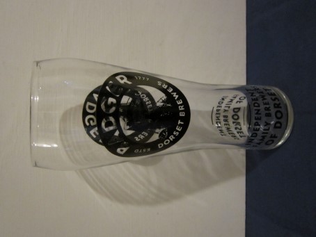 beer glass from the Hall & Woodhouse brewery in England with the inscription 'Badger Dorset Brewers ESTD 1777 Independent Family Brewers Of Dorset'