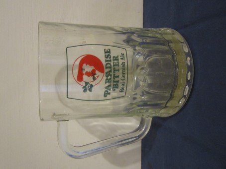 beer glass from the Paradise  brewery in England with the inscription 'Paradise Bitter Real Cornish Ale'