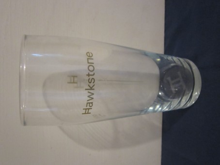 beer glass from the Hawkstone brewery in England with the inscription 'Hawkstone'